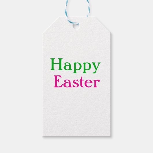 Happy easter boho groen roze kinder naam toevoegen cadeaulabel (Voorkant)