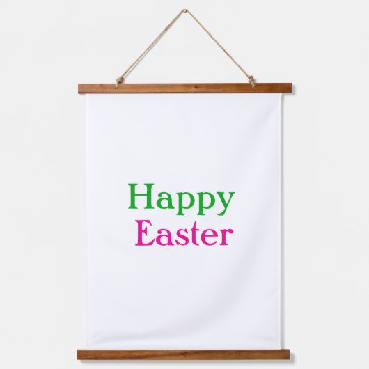 Happy easter boho groen roze kinder naam toevoegen hangend wandkleed (Voorkant)