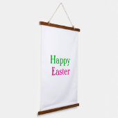 Happy easter boho groen roze kinder naam toevoegen hangend wandkleed (Gebogen)