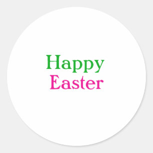 Happy easter boho groen roze kinder naam toevoegen ronde sticker