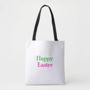 Happy easter boho groen roze kinder naam toevoegen tote bag