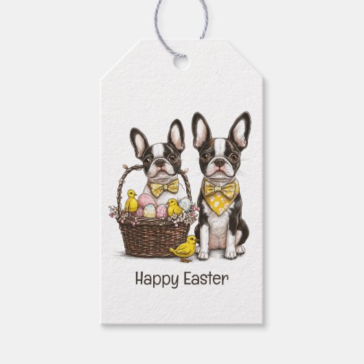 Happy Easter Boston Terrier Dogs Cadeaulabel (Voorkant)
