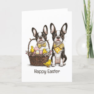 Happy Easter Boston Terrier Dogs Feestdagen Kaart