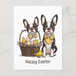 Happy Easter Boston Terrier Dogs Feestdagenkaart