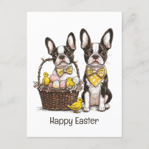 Happy Easter Boston Terrier Dogs Feestdagenkaart