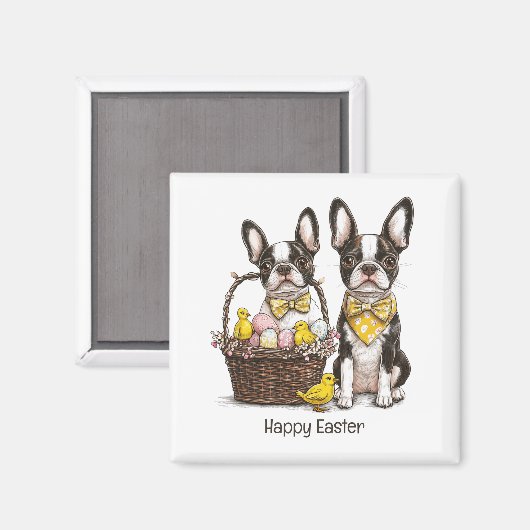 Happy Easter Boston Terrier Dogs Magneet (Voorkant / Achterkant)