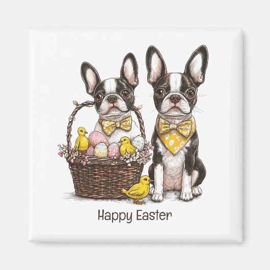 Happy Easter Boston Terrier Dogs Magneet (Voorkant)