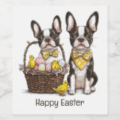 Happy Easter Boston Terrier Dogs Wijn Etiket (Enkel label)