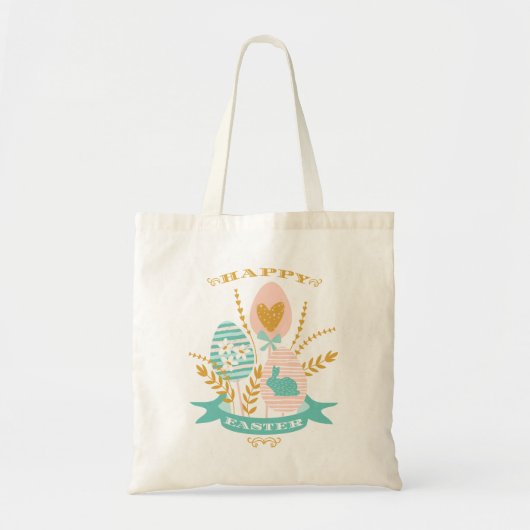 Happy Easter Bouquet Paasbunny en eitjes Tote Bag (Voorkant)