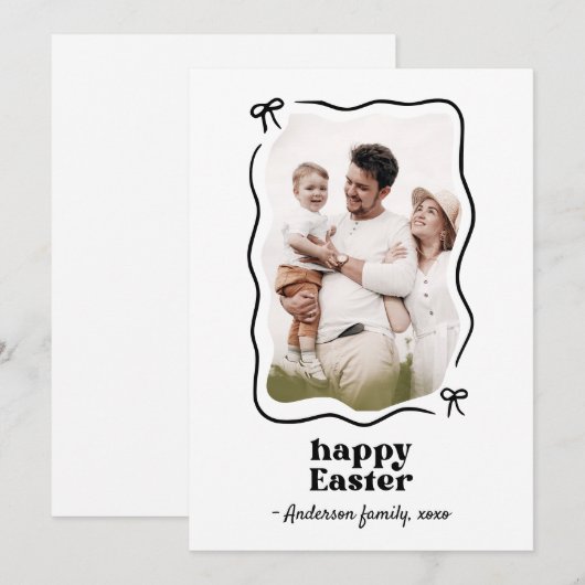 Happy Easter Bow Lijst Foto Feestdagenkaart (Voorkant / Achterkant)