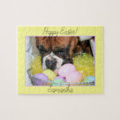 Happy Easter boxer dog gepersonaliseerde puzzel (Horizontaal)