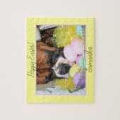 Happy Easter boxer dog gepersonaliseerde puzzel (Verticaal)