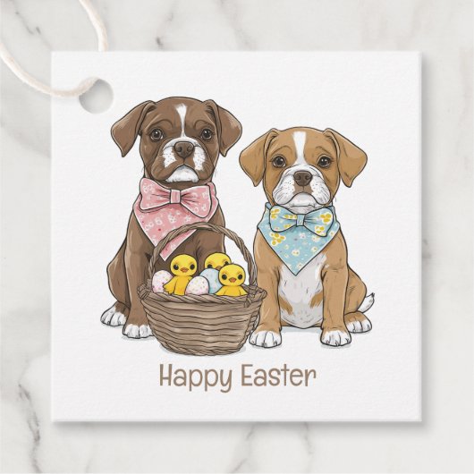 Happy Easter Boxer Dogs Bedankjes Labels (Voorkant)