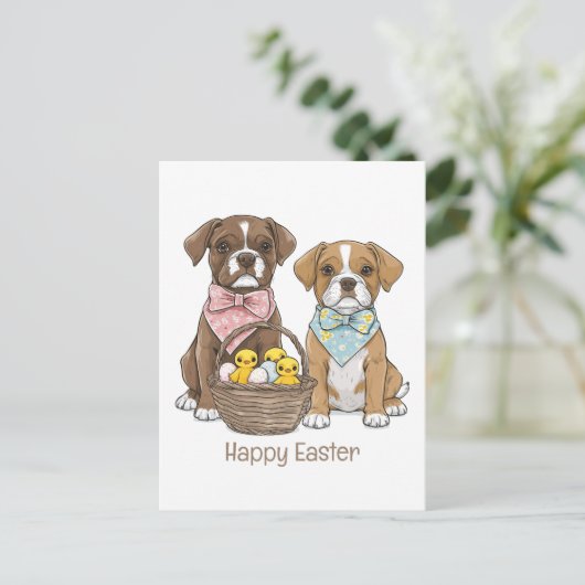 Happy Easter Boxer Dogs Briefkaart (Staand voorkant)