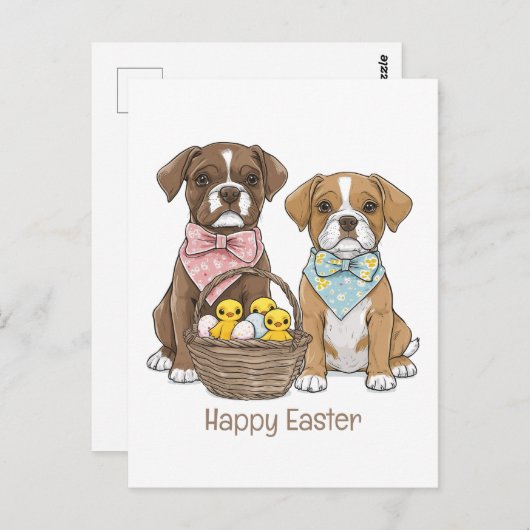 Happy Easter Boxer Dogs Briefkaart (Voorkant / Achterkant)