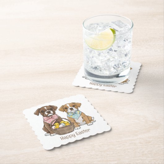 Happy Easter Boxer Dogs Kartonnen Onderzetters (Insitu)