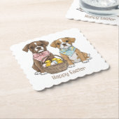 Happy Easter Boxer Dogs Kartonnen Onderzetters (Gebogen)