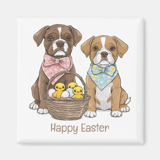 Happy Easter Boxer Dogs Magneet (Voorkant)