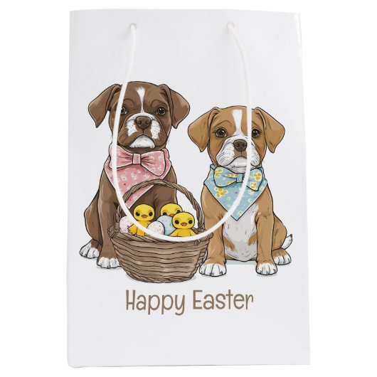 Happy Easter Boxer Dogs Medium Cadeauzakje (Voorkant)