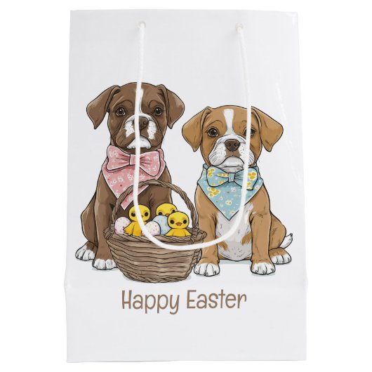 Happy Easter Boxer Dogs Medium Cadeauzakje (Achterkant)