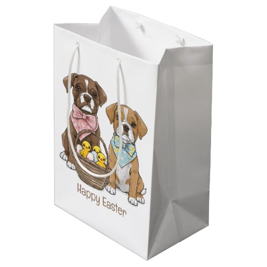 Happy Easter Boxer Dogs Medium Cadeauzakje (Achterkant Gekanteld)