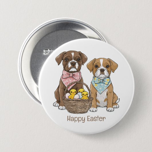 Happy Easter Boxer Dogs Ronde Button 7,6 Cm (Voorkant /achterkant)