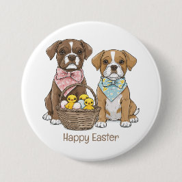 Happy Easter Boxer Dogs Ronde Button 7,6 Cm