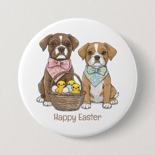 Happy Easter Boxer Dogs Ronde Button 7,6 Cm (Voorkant)
