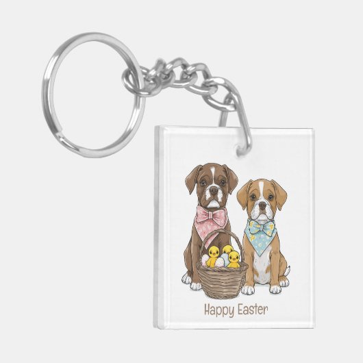 Happy Easter Boxer Dogs Sleutelhanger (Voorkant Links)