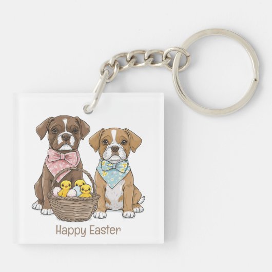 Happy Easter Boxer Dogs Sleutelhanger (Achterkant)