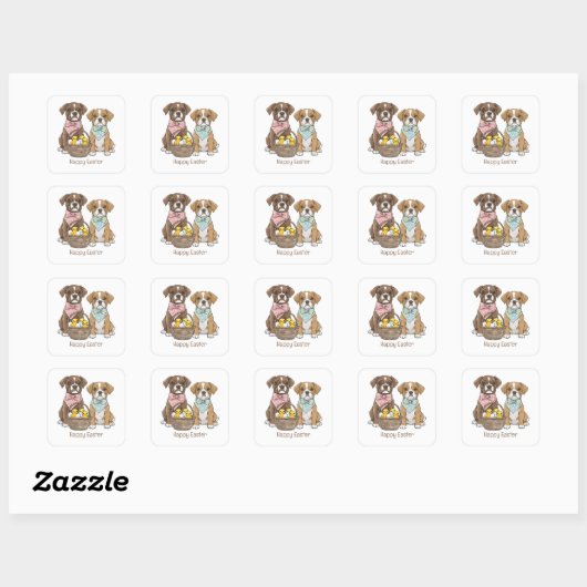 Happy Easter Boxer Dogs Vierkante Sticker (Vel)