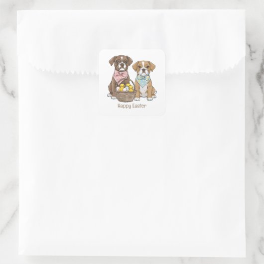 Happy Easter Boxer Dogs Vierkante Sticker (Tas)