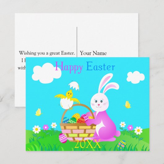 Happy Easter Briefkaart (Voorkant / Achterkant)