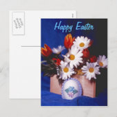 Happy Easter Briefkaart ~ Daisies & Tulpen (Voorkant / Achterkant)