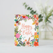 Happy Easter briefkaart felle bloemen (Staand voorkant)