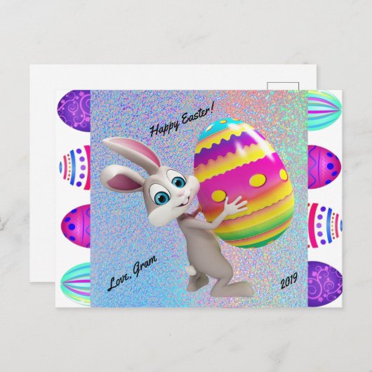 Happy Easter Briefkaart - Personaliseer met naam e (Voorkant / Achterkant)