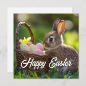 Happy Easter Briefkaart – Schattige konijn (Voorkant / Achterkant)