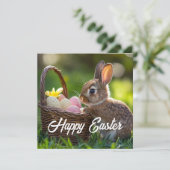 Happy Easter Briefkaart – Schattige konijn (Staand voorkant)