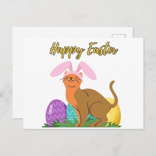 Happy Easter Briefkaart voor kattenliefhebber (Voorkant / Achterkant)