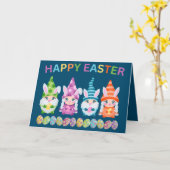 Happy Easter Bright gekleurde gnomen: gepersonalis Kaart (Gele Bloem)