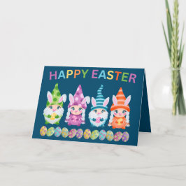 Happy Easter Bright gekleurde gnomen: gepersonalis Kaart