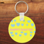 Happy Easter bright yellow blue harts Sleutelhanger (Voorkant)