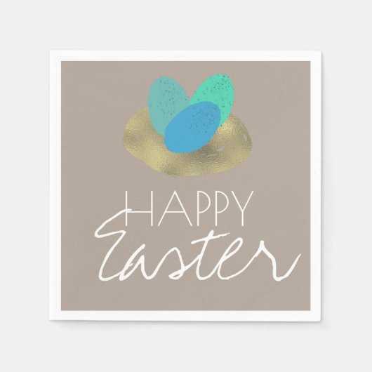 Happy Easter-briketten paasgoudnesten Servet (Voorkant)