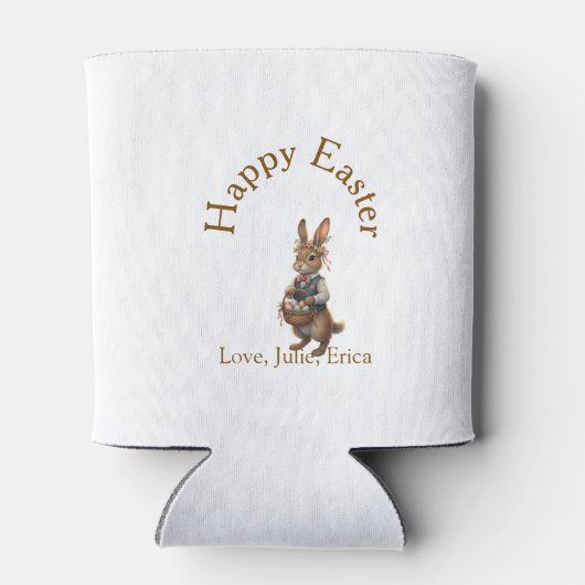 Happy Easter brown bunny with eggs love add name Blikjeskoeler (Achterkant)