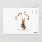 Happy Easter brown bunny with eggs love add name  Briefkaart (Achterkant)