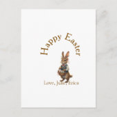 Happy Easter brown bunny with eggs love add name Briefkaart (Voorkant)