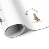 Happy Easter brown bunny with eggs love add name  Cadeaupapier (Rol Hoek)