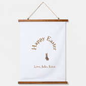 Happy Easter brown bunny with eggs love add name  Hangend Wandkleed (Voorkant)