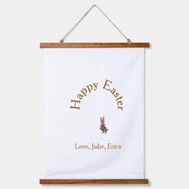 Happy Easter brown bunny with eggs love add name  Hangend Wandkleed