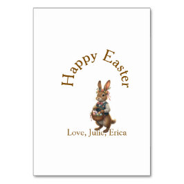 Happy Easter brown bunny with eggs love add name  Kaart